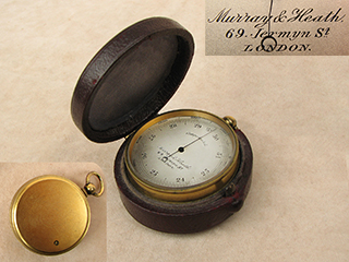Antique pocket barometer altimeter by Murray & Heath, circa 1870's.